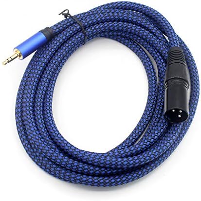 LoongGate 3.5mm (1/8 Inch) TRS Stereo Male to XLR Male Braided Nylon Microphone Cable for Smartphone, Computer, Video Camera (XLRM 3M, Blue)