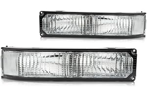 KARPARTS360 For Chevy K1500 1988-1999 Turn Signal/Parking Light Driver and Passenger Side | Pair | Lens & Housing | Below Sealed Beam | Clear Lens | Replacement For GM2520104, GM2521104 | 5974337, 5974338