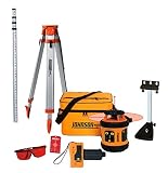 Johnson Level & Tool 99-006K Self Leveling Rotary Laser System Kit, Soft Shell Carrying Case, Alkaline Battery, Tripod, Mounting Bracket, 13ft Grade Rod, Magnetic Target, Protective Glasses