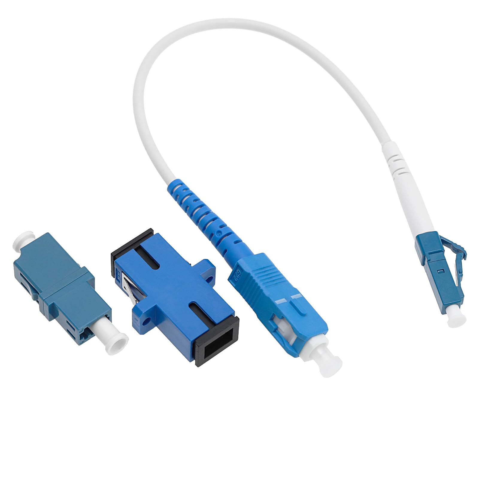VGOL LC/UPC-SC/UPC Fiber Optic Patch Cable Singlemode Simplex Jumper With Adapters and Couplers 20CM