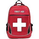 Camoredy First Aid Bag Empty Red Emergency Medical Bag First Responder Trauma Backpacks Multi-Pocket Traveling Field Trips Camping Essentials (Red, 1 Piece)