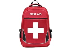 Camoredy First Aid Bag Empty Red Emergency Medical Bag First Responder Trauma Multi-Pocket Traveling Field Trips Camping Essentials (Red, 1 Piece)