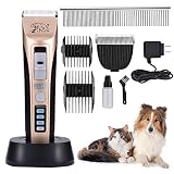 Rision Pet Clippers, Low Noise Rechargeable Cordless Dog Trimmers Professional Animal Grooming Shavers for Thick Hair Dogs, Cats, Rabbits and Horses