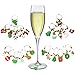 Hraindrop 24-Pieces Wine Glass Charms - Christmas Themed Wine Glass Markers, Wine Glass Tags, Drink Markers, Wine Favors, Assorted Colors