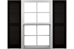 MID AMERICA Mid-America 00011464002 Standard Size Cathedral Top Center Mullion, Open Louver Vinyl Shutter, w/Installation Shutter-Lok's & Matching Screws (Per Pair), 002, 14 1/2"W x 64"H, Black