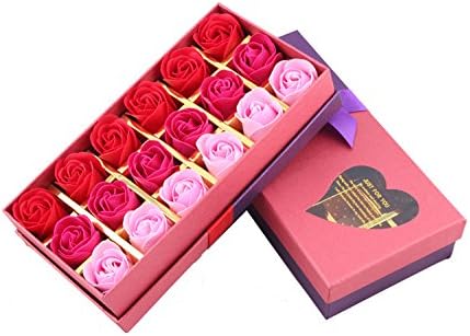 18 Bath Soap Rose Flower, SPANE Flora Scented Flower Set, Plant Essential Oil Soap, Gift for Valentine’s Day / Mother’s Day (red)