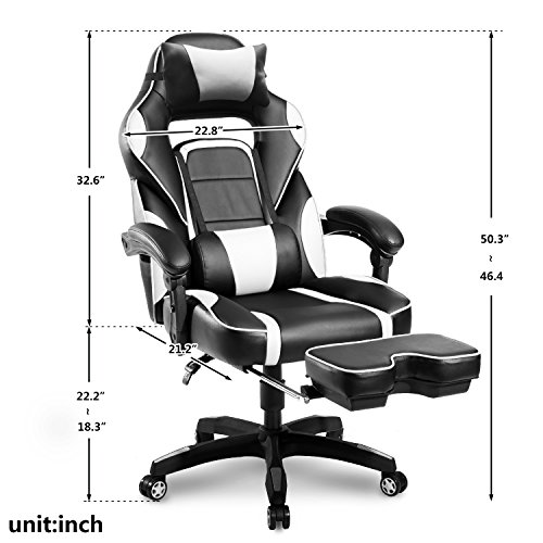 image for Merax Racing Office Desk Chair Gaming Ergonomic Chair with Footrest an