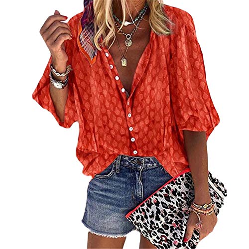 Soluo-Womens-Boho-Floral-Print-Button-Shirt-Tops-Casual-Loose-Lace-Crochet-Shirts-34-Bell-Sleeve-V-Neck-Blouses
