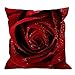 HGOD DESIGNS Throw Pillow Case Rose Cotton Linen Square Cushion Cover Standard Pillowcase for Men Women Home Decorative Sofa Armchair Bedroom Livingroom 18 x 18 inch Red