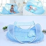 KidsTime Baby Travel Bed,Baby Bed Portable Folding Baby Crib Mosquito Net Portable Baby Cots Newborn Foldable Crib(BLUE)