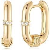 MYEARS Women Earrings Gold Huggie U Hoop 14K Gold Plated Small Simple Hypoallergenic Everyday Jewelry