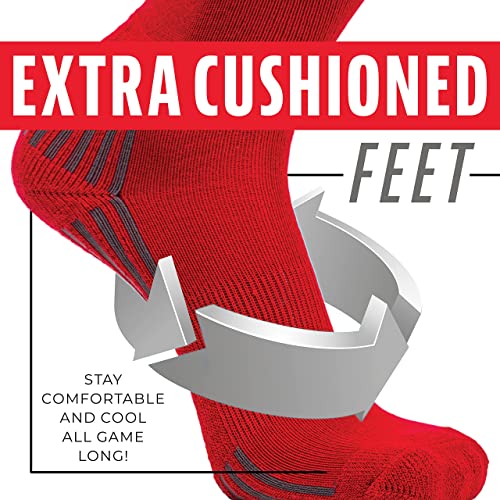 Franklin Sports Youth Baseball + Softball Socks Red Baseball