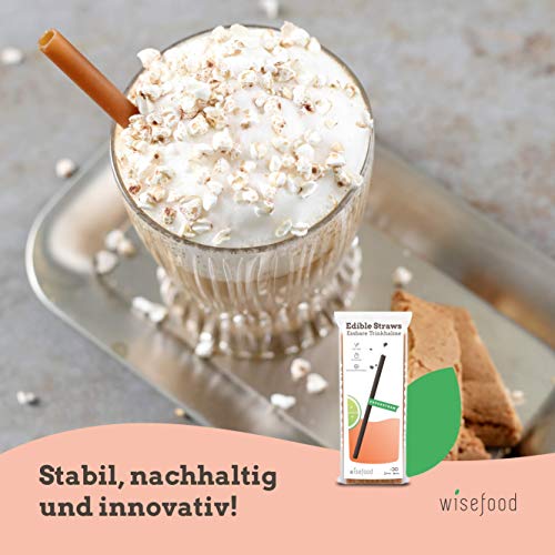 Wisefood - Süße Essbare Strohhalme - Trinkhalm als Alternative zu Glasstrohhalme Edelstahlstrohhalm - 22,5cm lang Ø 6mm 3x30 Stück - braun – Bild 4