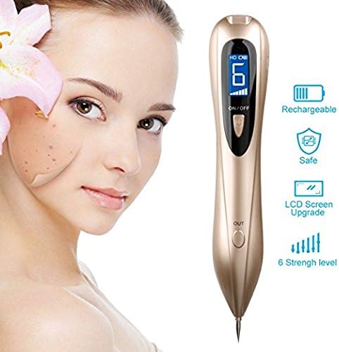 Mole Removal Pen, Portable USB Rechargeable Skin Tag Removal Tool Kit with 8 Strength Levels Professional Beauty Pen for Body Facial Freckle Nevus Warts Dark Spot Age Spot Tattoo Remover Beauty Skin w