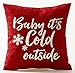Baby It's Cold Outside Letters Special Gift Idea Merry Christmas Gift Red Background Cotton Linen Decorative Throw Pillow Case Cushion Cover Square 18 