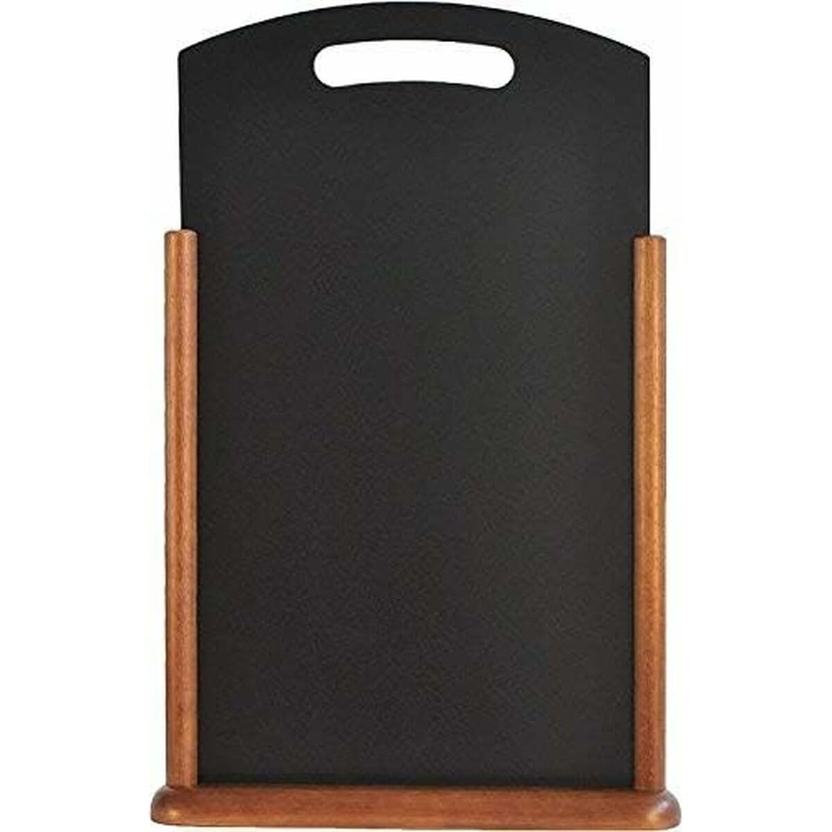 Securit 30 x 50cm Lacquered Finish Elegant Table Top Menu Chalk Board with Handle - Dark Brown
