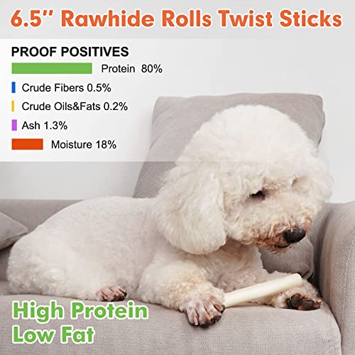 MON2SUN Dog Rawhide Rolls Twist Sticks 66.5 Inch Natural Dog Treat Dog