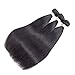 Allrun Hair Brazilian Straight Human Hair 3 Bundles (16 18 20inch) Unprocessed Virgin Human Weave Hair Natural Black for Women 95-105g/1 Bundles