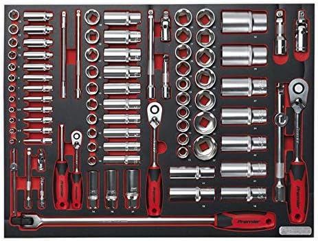 Sealey Tbtp02 Tool Tray with Socket Set 91Pc 1/4In, 3/8In & 1/2In Sq Drive, White, 530mm x 397mm x 55mm - Image 4