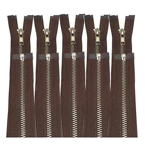 5 Pieces/Open Metal Zippers, Available in Maya 5#, Sewing Zipper, Black, Blue, Gold, Silver, Measurements, Zip for Sewing on Clothes, (50cm 5U, 304)