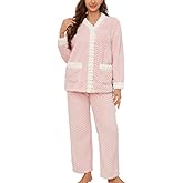 LYCY Women's Plush Fleece Pajama Set,Soft Cozy Pajama for Women Warm Sleepwear Lounge PJS