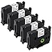 5 Pack Laminated Tapes Black on White Compatible for Brother P-touch Label Makers Tz Tape TZ231 TZe231 TZ-231, 0.47