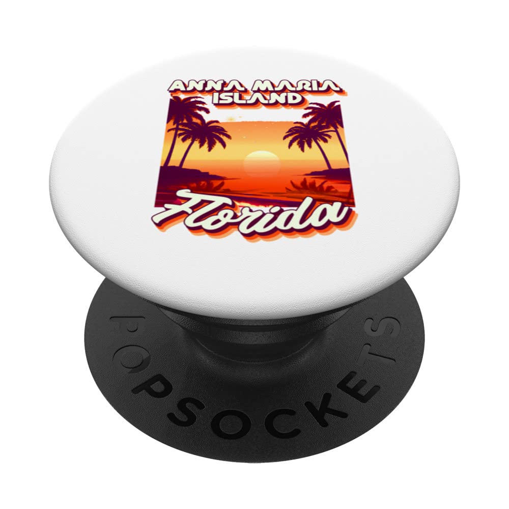 Retro 80's Style Anna Maria Island Florida Palm Tree Surf PopSockets Swappable PopGrip