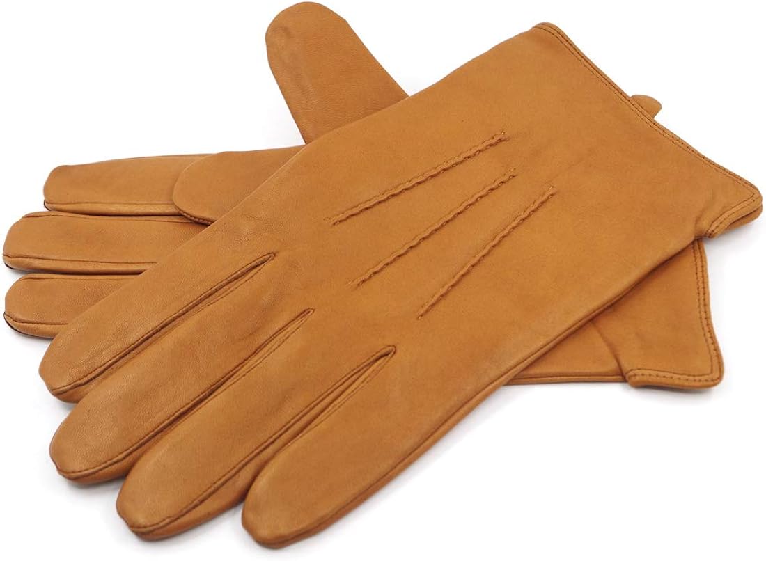Harssidanzar Mens Luxury Italian Sheepskin Leather Gloves Vintage Finished Cashmere Wool Lined at  Men’s Clothing store