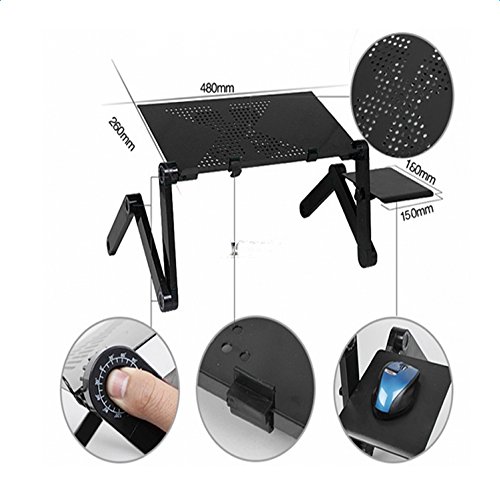 MallMall Adjustable Notebook Computer Stand Laptop Desk Portable Home Use Executive Office Assembled Folding Table Light Weight Ergonomic TV Bed Lap Tray withh Mouse Pad (Computer Stand)