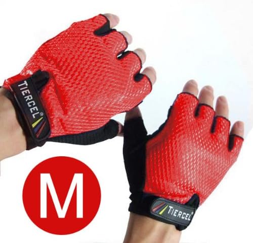 RED - Weightlifting Gloves Mens Size Medium. Sport Gloves for Weight Lifters. Gym Fitness Gloves Size Medium. Exercise Gloves for Men Made with Palm Weight Grip Padding. Fingerless Gloves for Men