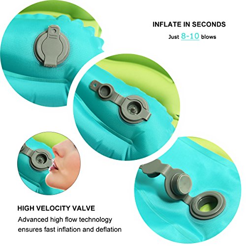 Exqline Sleeping Pad, Ultralight Inflatable Sleeping Pad Ultra-Compact Sleeping Mat for Backpacking Camping Hiking Traveling