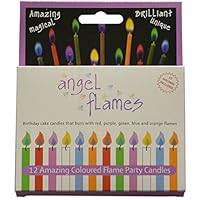 Grillkid Angel Flames Birthday Cake Candles with Colored Flames (12pcs per Box, Holders Included) (12, Medium)