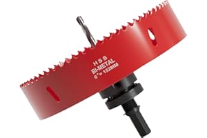 FIVELAKE 6 Inch M42 Bi-Metal Hole Saw, 152mm Heavy-Duty Hole Cutter with Arbor, Fast-Cutting Hole Saw Drill Bit for Wood, Plastic, Drywall & Thin Metal