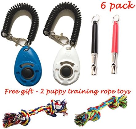 Dog Training Clicker with Wrist Strap and Dog Whistle to Stop Barking Free Gift - 2 Puppy Rope Toys YYVIGO