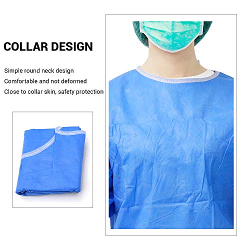 LyncMed Disposable Surgical Gowns, Non woven 43gsm, Splash Resistant, Latex Free, Blue, Pack of 10 (Medium)