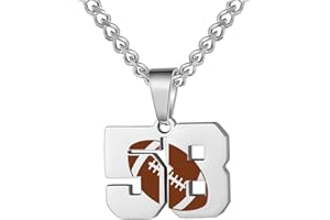 AIAINAGI Football Number Necklace for Boys Athletes Jersey Number Pendant Silver Stainless Steel Charm Number Chain Sport Jewelry Gift for Men