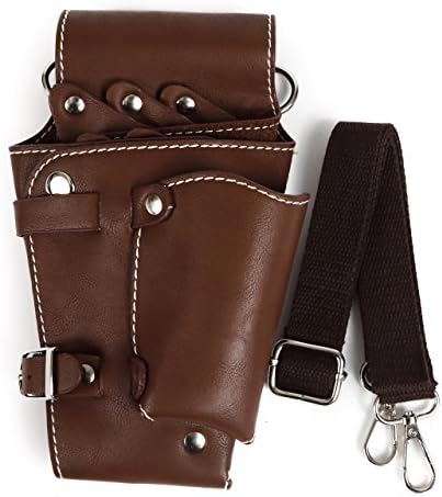 Charlottey Scissor Case Hairdresser Trimmer for 5 Pairs of Scissors Bag With Belt Brown