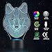 Wolf Head Lamp 3D Lamp LED Night Light Animal Table Lamp Optical Touch Transform 7 Color Lights Birthday Gift Lights Business Gift Lights