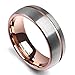 King Will 8mm Rose Gold Thin Line Tungsten Carbide Wedding Ring Dome Band Groove Center