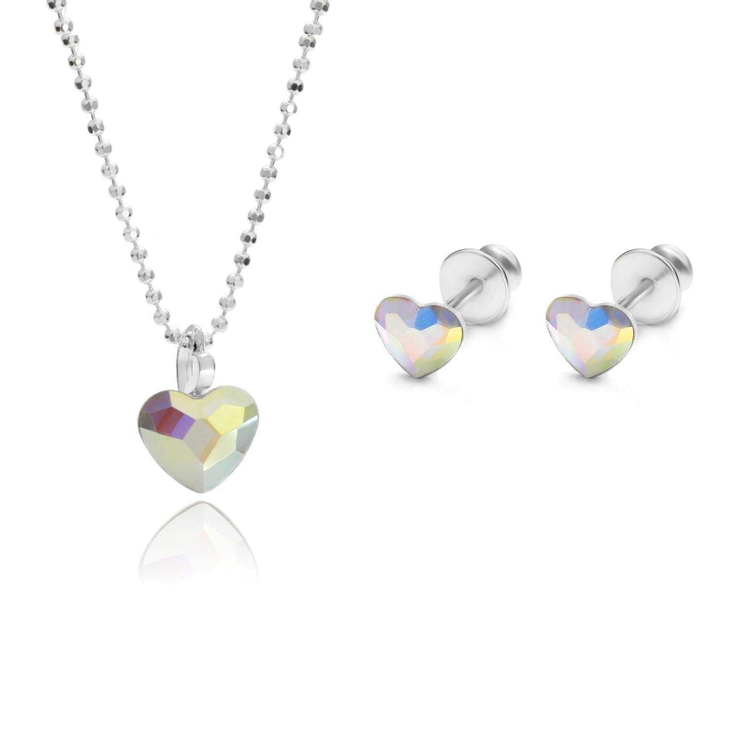 Butterfly Childrens Jewelry Set With 925 Silver Heart Pendant Necklace And Earrings