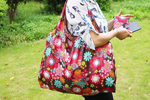 Reusable Grocery Bags,10 Pack Extra Large Foldable Nylon Tote Bag Heavy Duty Washable Eco Friendly Shopping Bags with Pouch attached