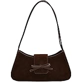 WEEKXING Small Shoulder Bags for Women Suede Handbag Cute Bow Purse Y2K Suede Hobo Handbag Clutch Underarm Purse