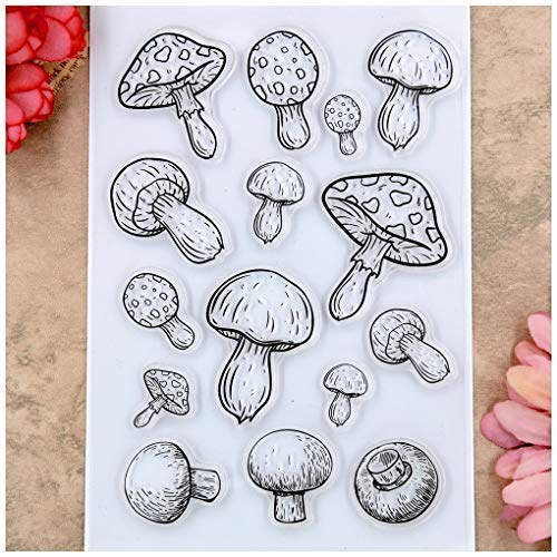 Kwan Crafts Mushroom Clear Stamps for Card Making Decoration and DIY Scrapbooking