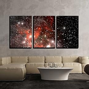 3 Piece Canvas Wall Art - Colorful Space Star Nebula - Modern Home Art Stretched and Framed Ready to Hang - 16"x24"x3 Panels