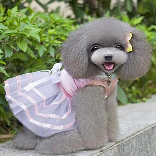 Pet Dog Puppy Tutu Princess Dress Stripe Bow Lace Skirt Clothes Pet Apparel Dog Rabbit Pig Small Dogs Costumes Pig Sweatshirt Dog Outfits Dogs Shirts Puppy Sweater Pet Coats (Pink, L) - Thumbnail 2