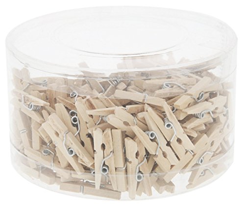 Juvale 200pcs Mini Natural Wooden Clothespins Pegs Clips for Photo Paper, Wedding and Home Decoration, DIY Crafts and Party - 1 inch