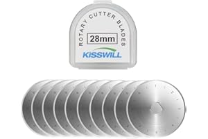 KISSWILL 28mm Rotary Cutter Blades, 10 Pack Rotary Blades 28mm Fits OLFA, Fiskars, Martelli, Dremel, Truecut 28mm Rotary Cutter Replacement Blades, Sharp and Durable
