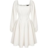 Scarlet Darkness Fall Long Sleeve Mini Dress Fishbone Renaissance Corset Dress