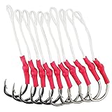 Easy Catch 50 Pack Fishing Assist Hooks 420 Stainless Steel Jigging Assist Fishing Hooks with PE Line (3/0-50PACK)