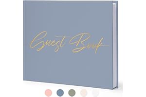 BRAVERIKY Wedding Guest Book, Elegant Hardcover Wedding Reception Guestbook with Fingerprint Tree, Blank Polaroid Guest Book, 100 Pages Sign in Book for Baby Shower, Birthday, Party,9"x7.5",Dusty Blue
